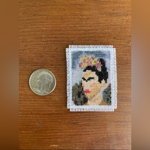 Frida Kahlo’s “Self Portrait” in Mini Cross Stitch Art - Picture 1 of 4